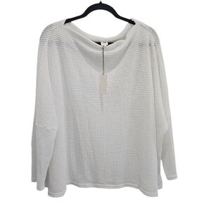 NWT Flawless Womens White Waffle Knit Top Size L